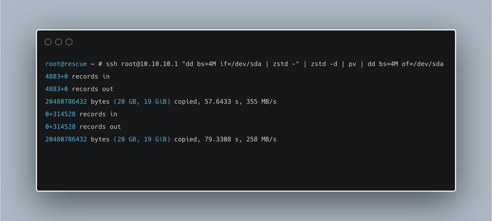 Servermigration mit dd über SSH